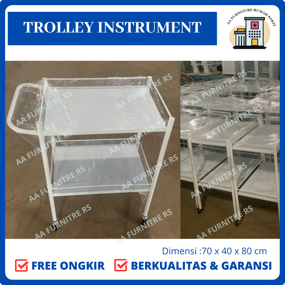 Trolley Instrument 2 Rak Besi Trolley Instrument 2 Tahap Besi Trolley Instrument