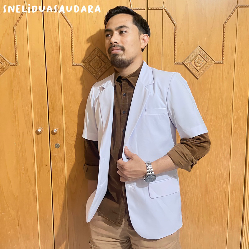 jas dokter/Sneli pria Lengan PENDEK merk DUA SAUDARA original 100%