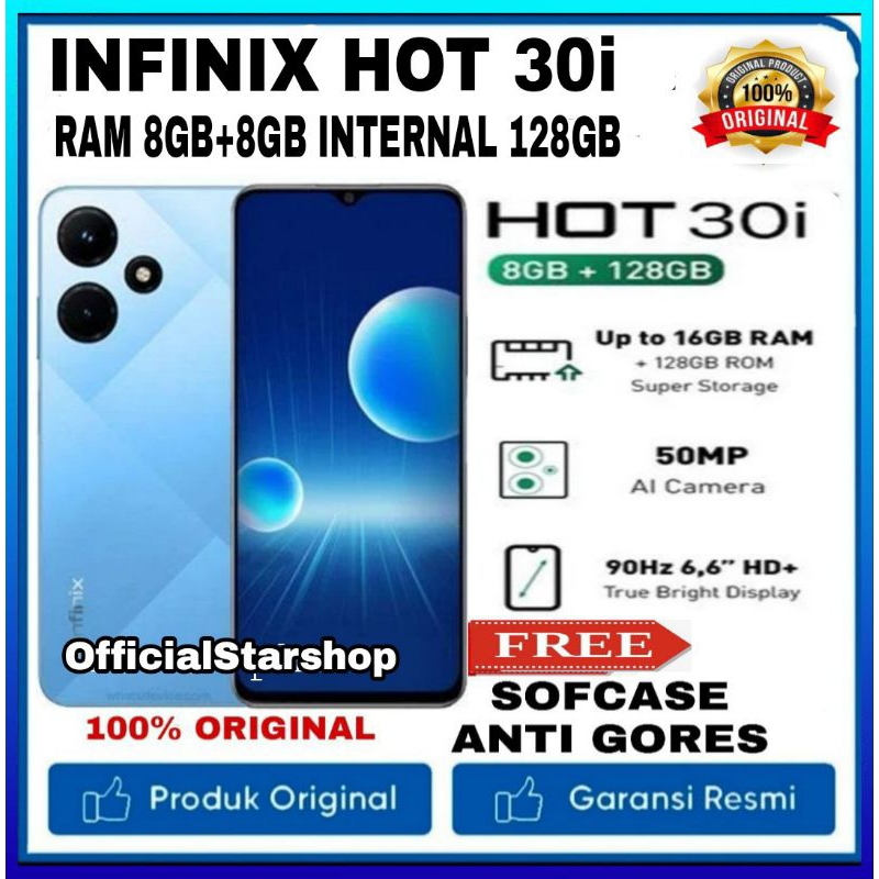 INFINIX HOT 30i RAM 8GB/128GB GARANSI RESMI - Infinix Hot 30i