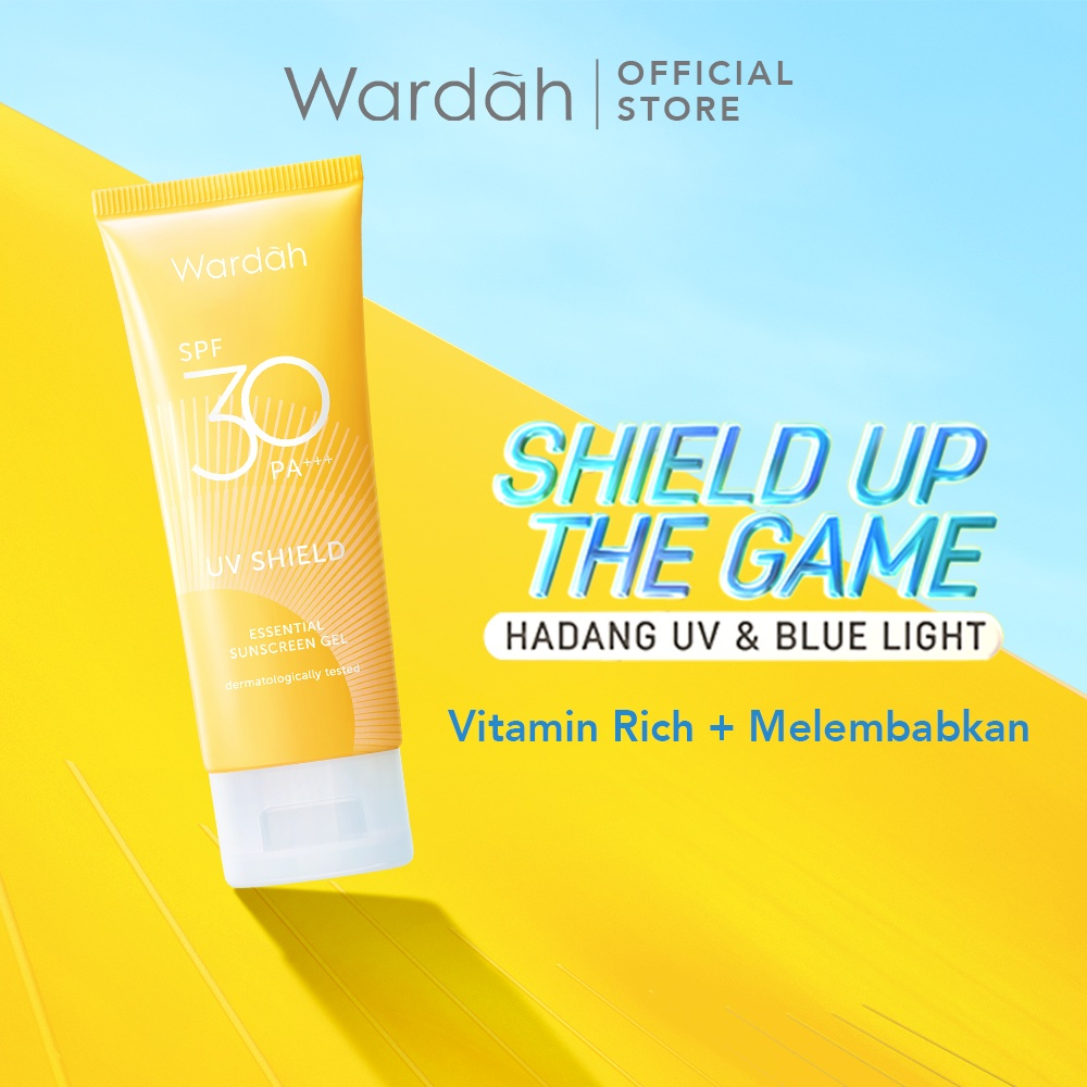 Wardah UV Shield Essential Sunscreen Gel SPF 30 PA +++ 40 ml - Sunscreen Wajah 0% Alkohol - Tekstur Ringan - Tidak Lengket