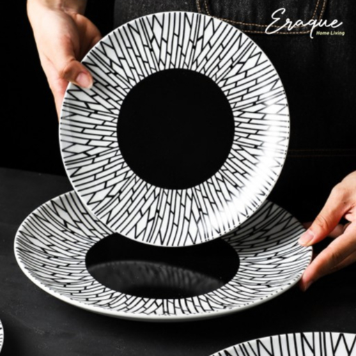 Astro Plate Series / Piring Saji Makan Restoran Keramik Hitam Putih Aesthetic Estetik Eropa Mewah De