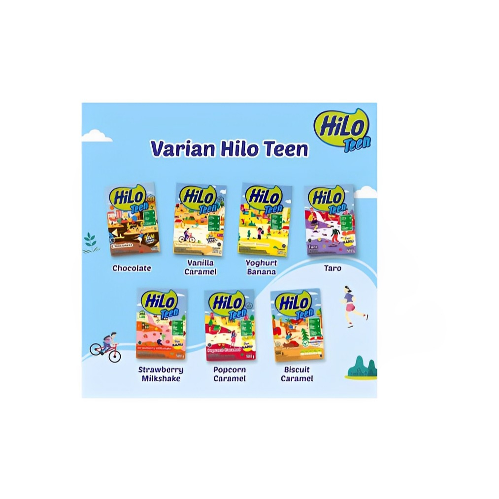 

HILO TEEN 500 Gr ALL VARIANT - CHOCOLATE - VANILA CARAMEL - YOGHOURT BANANA - TARO -STRAWBERRY MILKSHAKE - POPCORN CARAMEL - BISCUIT CARAMEL - SUSU HIGH KALSIUM