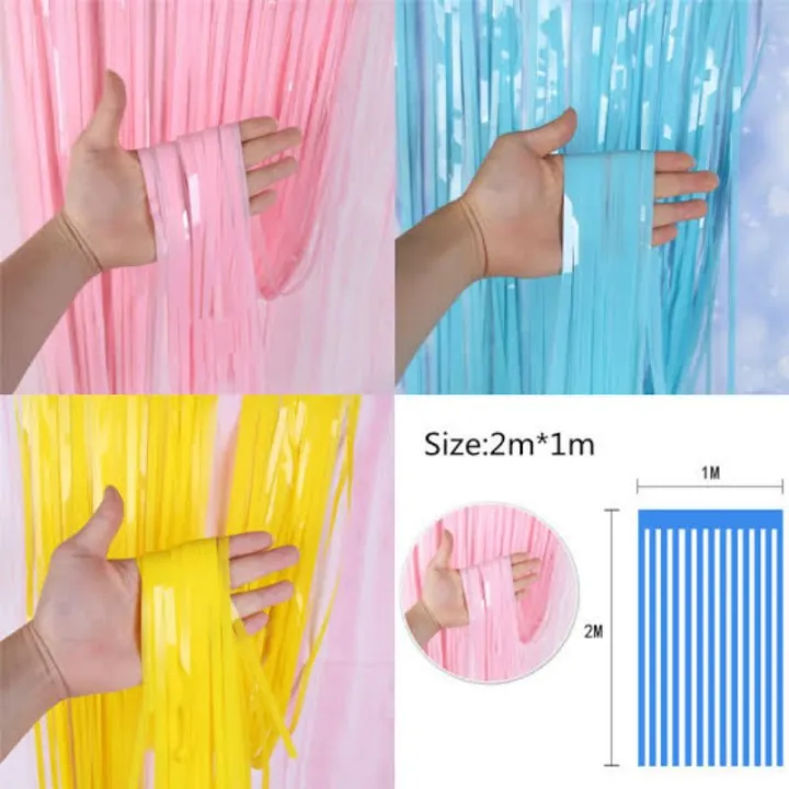 Curtain Foil Backdrop Pastel / Tirai Foil Rumbai Pastel / Tirai Dekorasi Pastel / Backdrop Warna Pastel / Slinger Pintu Pastel 1M*2M