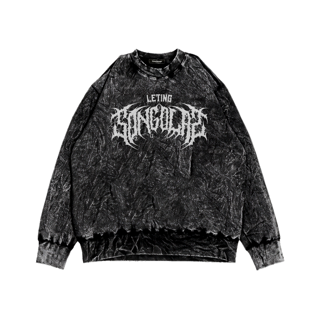 Sweater Crewneck Sandwash Metal Motif Metallica Red bahan Premium Full Tag