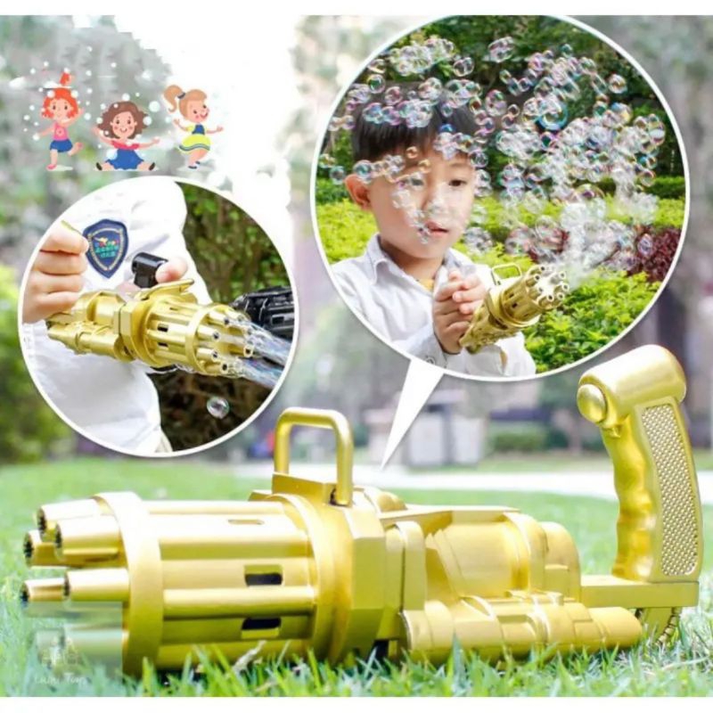 Bubble Gun Mainan Anak Gatling Electric Tembakan Pistol Balon Gelembung Busa Sabun Blower Machine