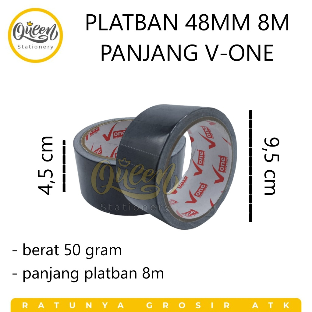 

1 ROLL PLATBAN 48MM 8M PANJANG V-ONE SOLASI HITAM LAKBAN KAIN CLOTH TAPE (010078)