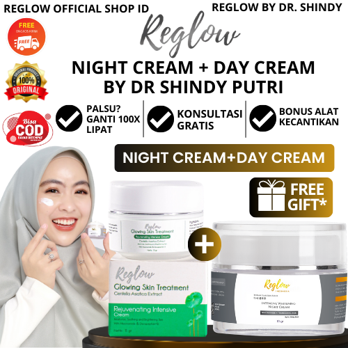 REGLOW 2PCS dr Shindy Skincare Paket Glowing Night + Day Cream Original Official Store