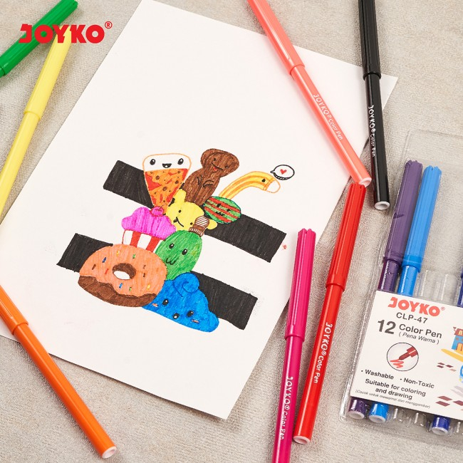 Spidol Warna JOYKO Color Pen, Pena Mewarnai 12 24 CLP-47 A24 Gambar