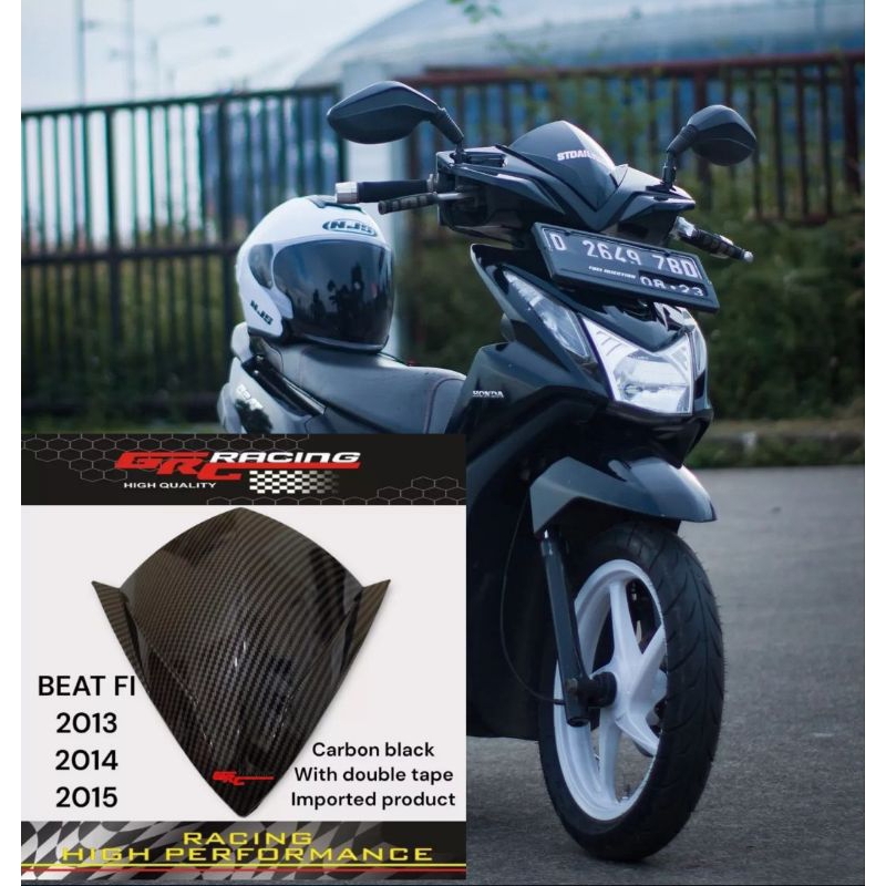 Visor honda beat injeksi lama 2013 sampai 2015 bahan full akrilik motif carbon free perekat lem 3m doubel tape