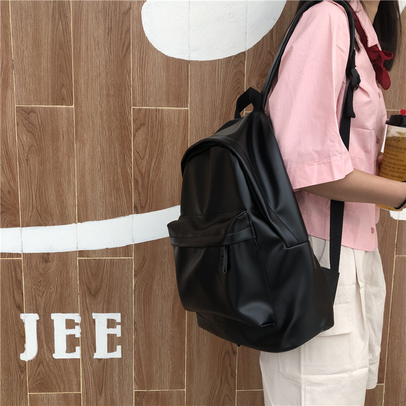 Backpack Kulit PU - Tas Punggung/Tas Ransel Laptop Pria Sekolah Kuliah Kerja Laki-laki Perempuan