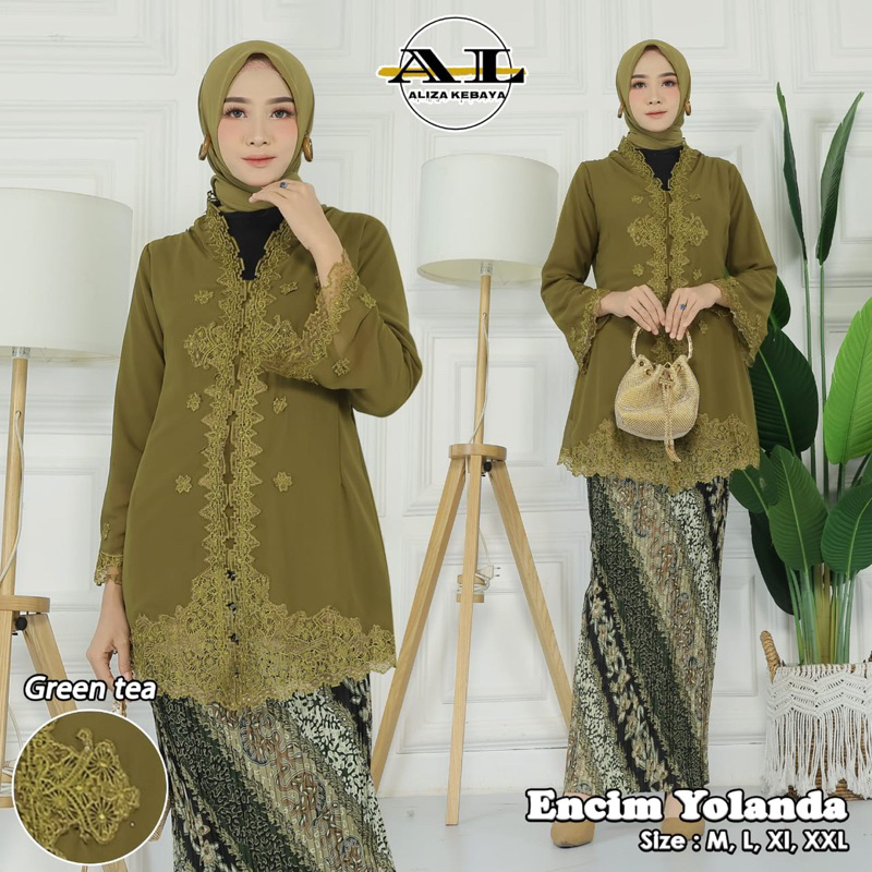 Permata Olshop / Setelan Kebaya Encim Yolanda / Kebaya Kartini / Kebaya Wisuda / Kebaya Pesta / Kebaya Modern / Kebaya Busui Encim