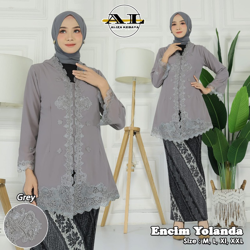 Permata Olshop / Setelan Kebaya Encim Yolanda / Kebaya Kartini / Kebaya Wisuda / Kebaya Pesta / Kebaya Modern / Kebaya Busui Encim