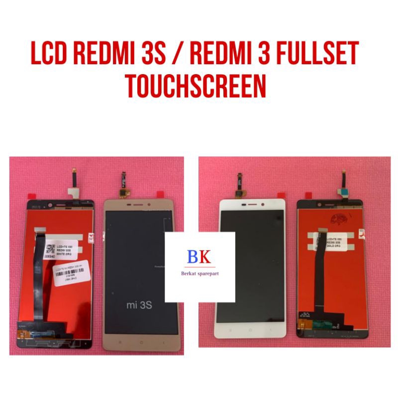 LCD REDMI 3/3S GOLD AND WHITE FULLSET TOUCHSCREEN
