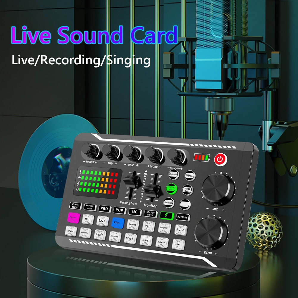 Soundcard Bluetooth Sound Card F998/V8S/V8 Live Mixer Audio Broadcast Recording Karaoke Sound Card