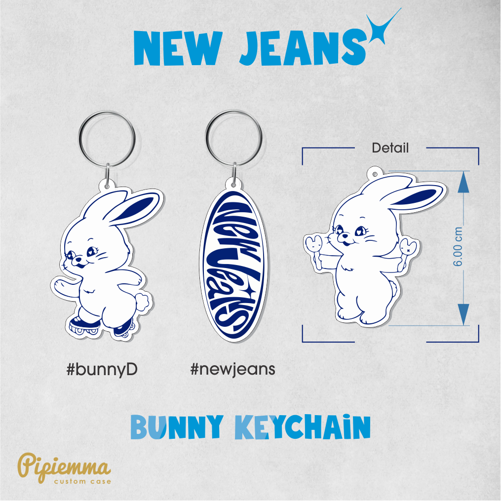 New Jeans Bunny Keychain Gantungan Kunci Kelinci Akrilik Keyring KPOP IDOL NEW
