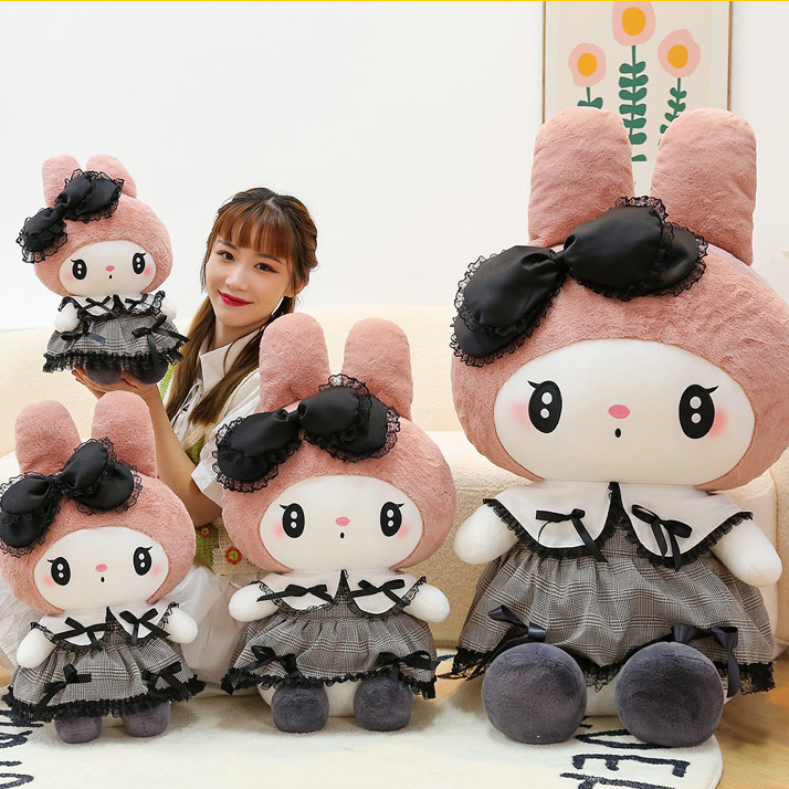 Boneka Sanrio Kuromi My Melody Pakai Dress Bahan Plush Super Soft