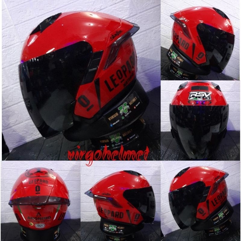 Helm RSV SV300 SOLID RED stiker leopard PG