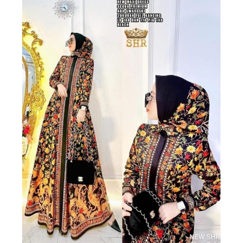 MAXI DRESS BUNGA SWAROSKY.ORIGINAL SHR.PREMIUM