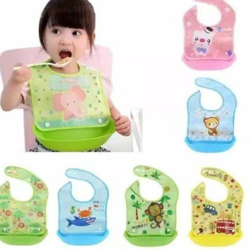 ⭐️ Jendela Kosmetik ⭐️ BABY BIB Slabber / Celemek Makan Bayi / Slaber Silikon Anak Bibs Karet Baby Burb Apron Silicon Anti Air / Tatakan Makan Bayi