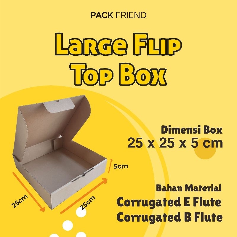 

Kardus 25x25x5 cm/ Box Packing Flip Top Die Cut/ Gift Box Baju Souvenir Aksesoris