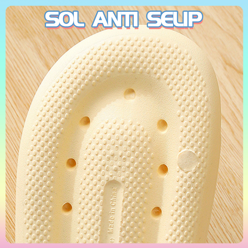 Sandal Korean Lucu Style Import Wanita Sendal Slop Wanita Motif Beruang Terbaru Karet Sandal Pijat Anti-Selip Untuk Kamar Mandi