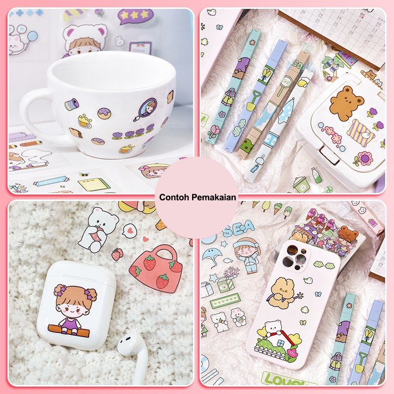 

Stiker 100 lembar Stiker Motif Kartun Korea Lucu Anti Air setiker lucu 100 pcs/Dekorasi Handbook Scrapbook DIY/Stiker kartun tahan air PET