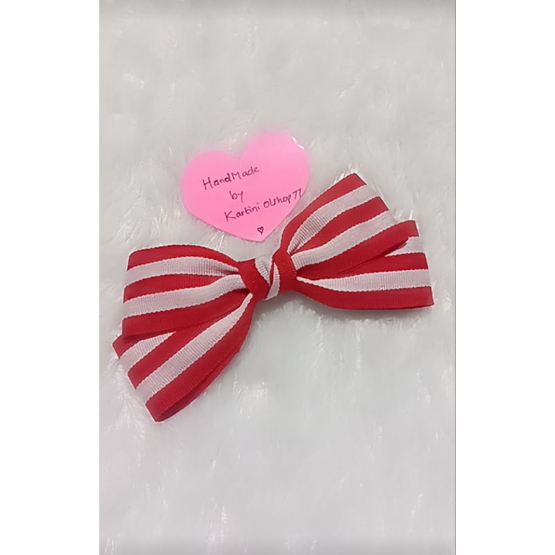 HairClip Bow Merah Putih/ Pita Rambut Handmade