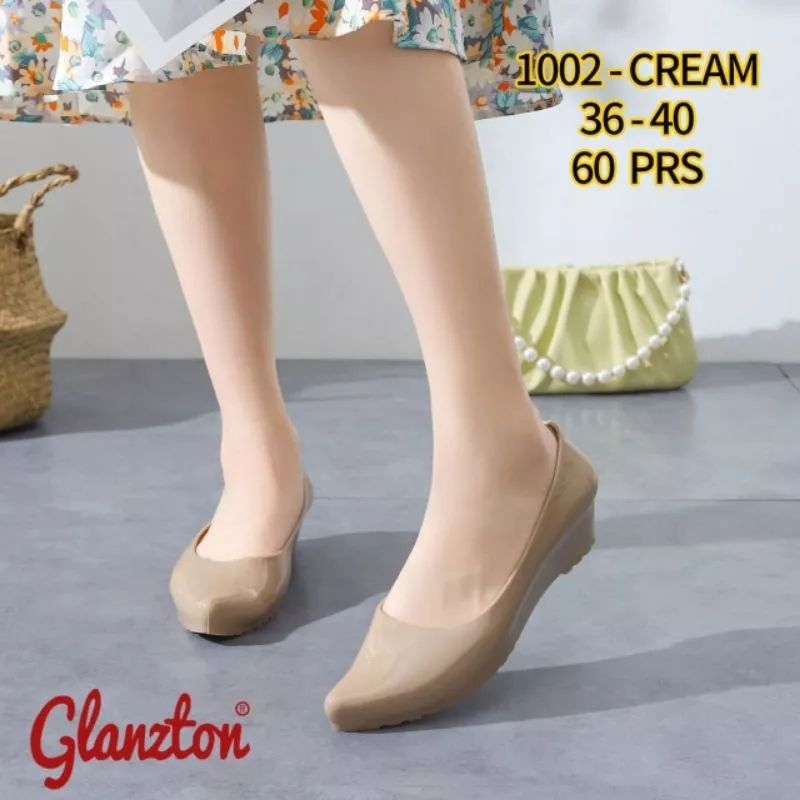 SEPATU PANTOFEL WEDGES JELLY KARET GLOSSY IMPORT GLANZ L550G BALANCE L647-1B