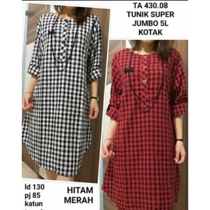 Tunik Terkini Motip kotak jumbo 5L Ld 120cm Bisa Untuk Busui