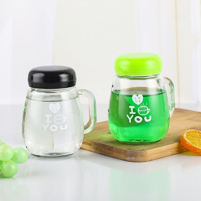 I Love You U Kaca Glass Double lucu Botol Minum Kaca Anak Mug Gelas Mini