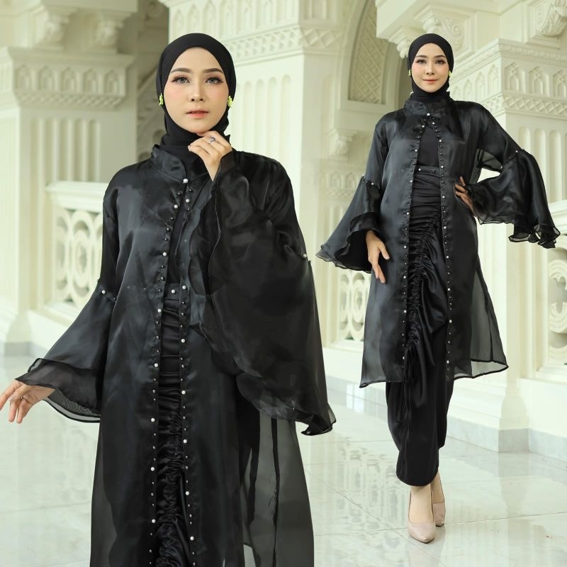 SET ROKLILIT CARDI BELLE MOTE, ORGANZA ROBERTO, GAMIS HIJAB MUSLIM, ROK CARDI