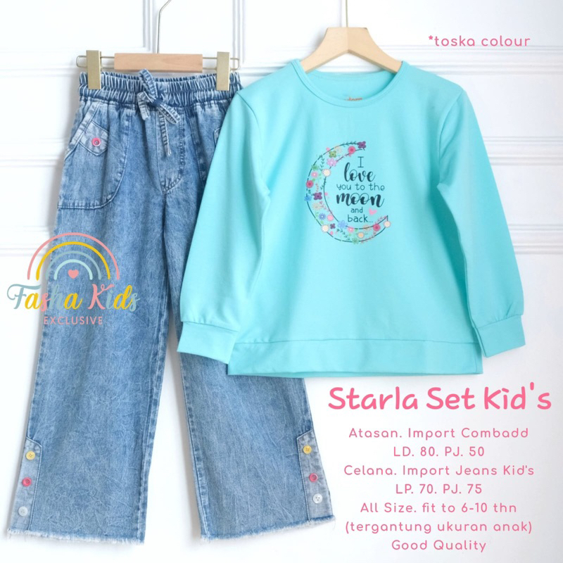 [ COD ]  Setelan Anak Remaja 6-10 Tahun Bahan Combad Import dan Import Jeans Elena Set & Lidia Kids 