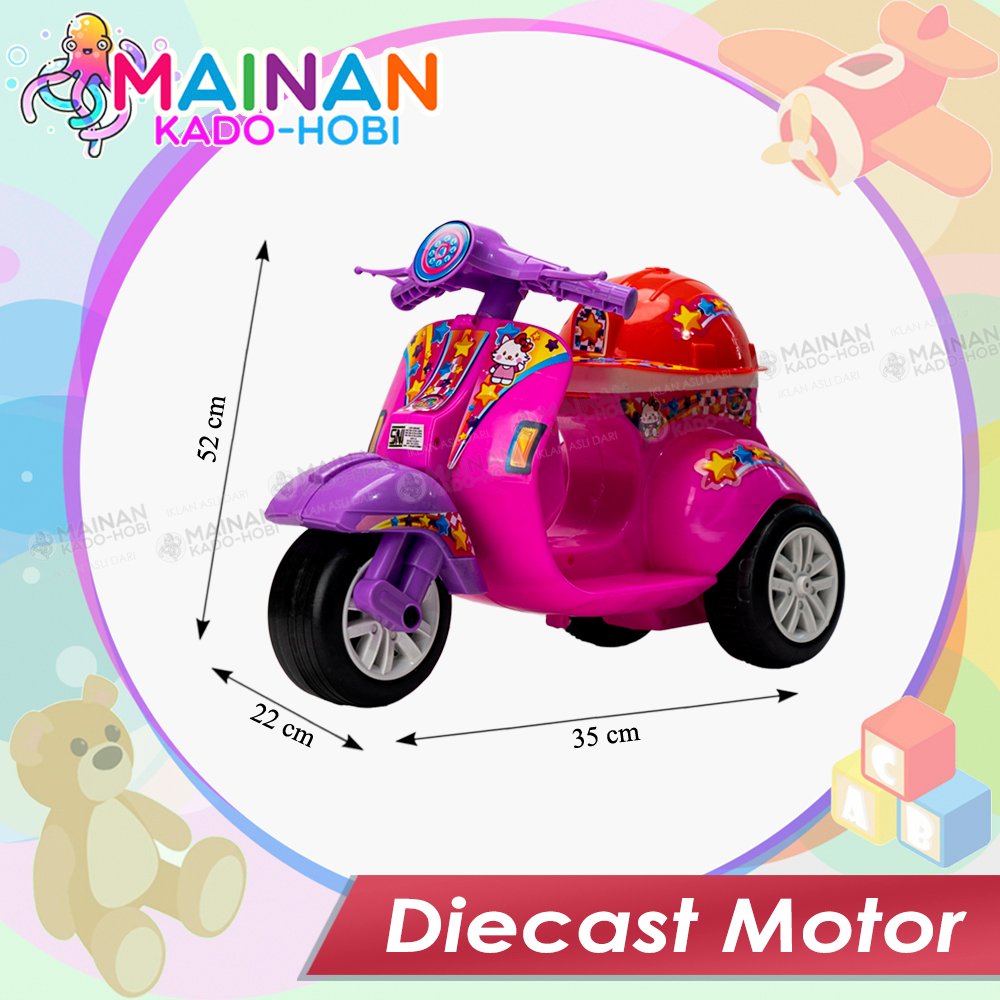 KADO ULANG TAHUN MAINAN DIECAST MOTOR ANAK VESPA KARAKTER LUCU