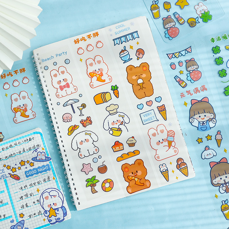 [1 PCS] Sticker DIY Dekorasi Notebook Gelas Cangkir Kotak Penyimpanan Handphone Serbaguna Model Kartun Bear Kelinci Cute Girl Lucu Stiker Koleksi Untuk Hadiah Tempelan Rias di Buku Unik Anak Dewasa