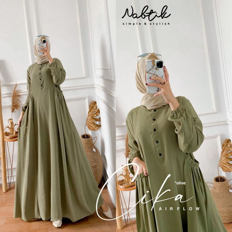 Pakaian Muslim Wanita Gamis Cika - Dress Muslim Wanita Airflow Crinkle - Dress Maxi - Midi Dress Muslim