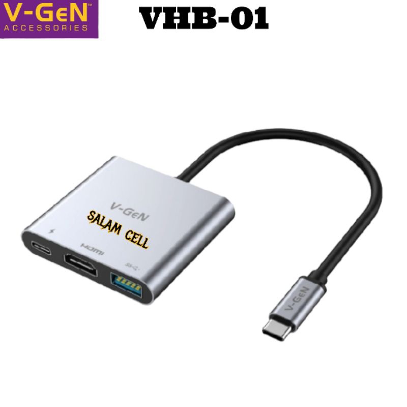 Adapter V-Gen VHB-01 TYPE-C USB HUB 3 In 1 Cable Length 9.5cm Original