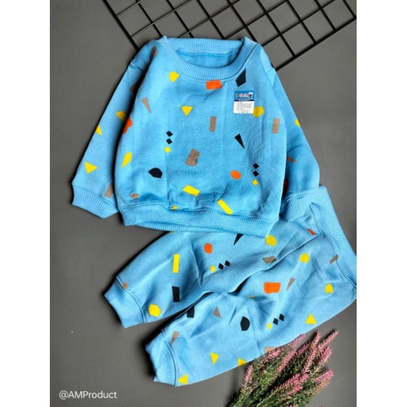 set sweater bayi fleece 3-12 bulan motif shape