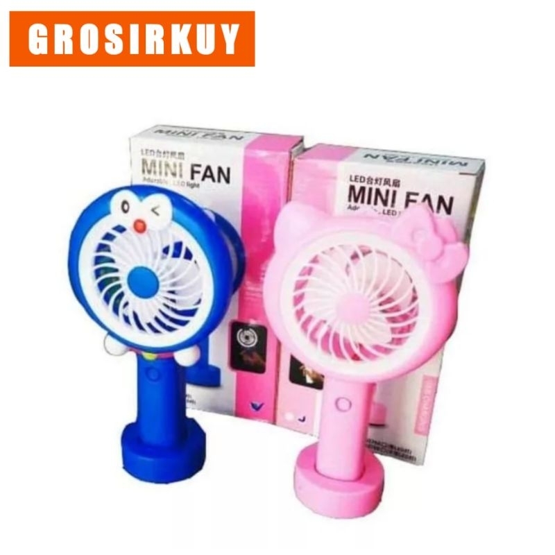 G114 Kipas Angin Tangan Karakter + Lampu LED Handy Mini Fan Stand SX-109