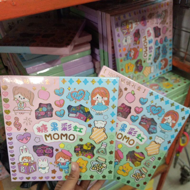 STIKER MOMO 4 WARNA/GAMBAR RANDOM ISI 100