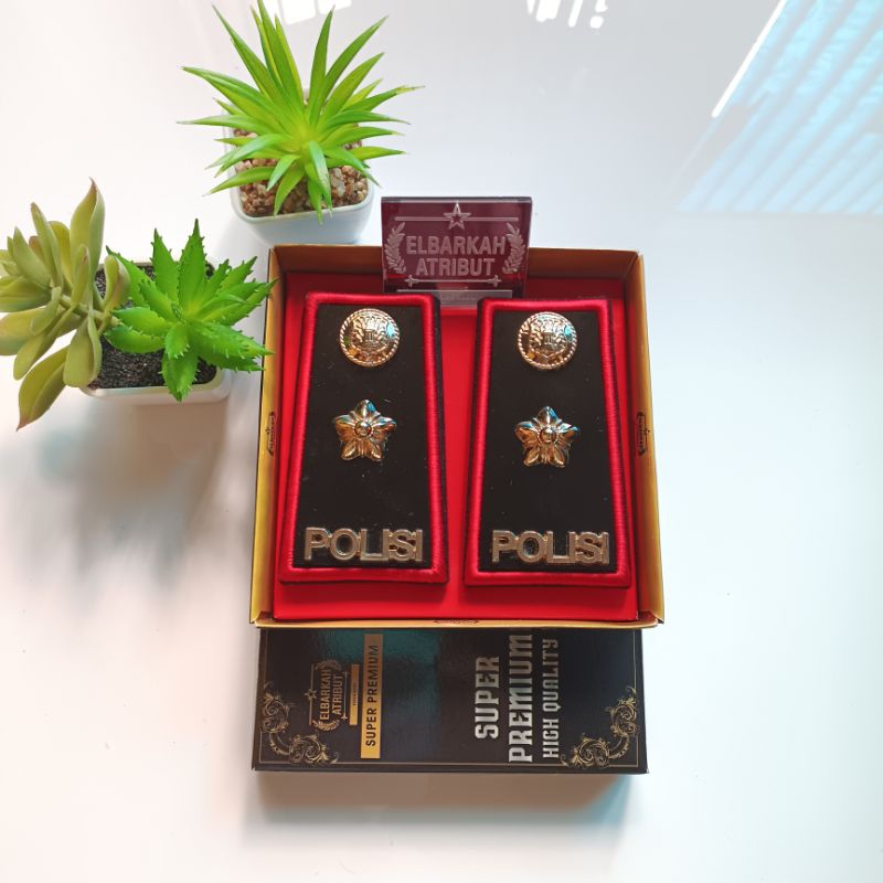 PANGKAT PDH POLISI PDH KOMPOL FULL AKRILIK GLOSS LIS MERAH BORDIR PREMIUM