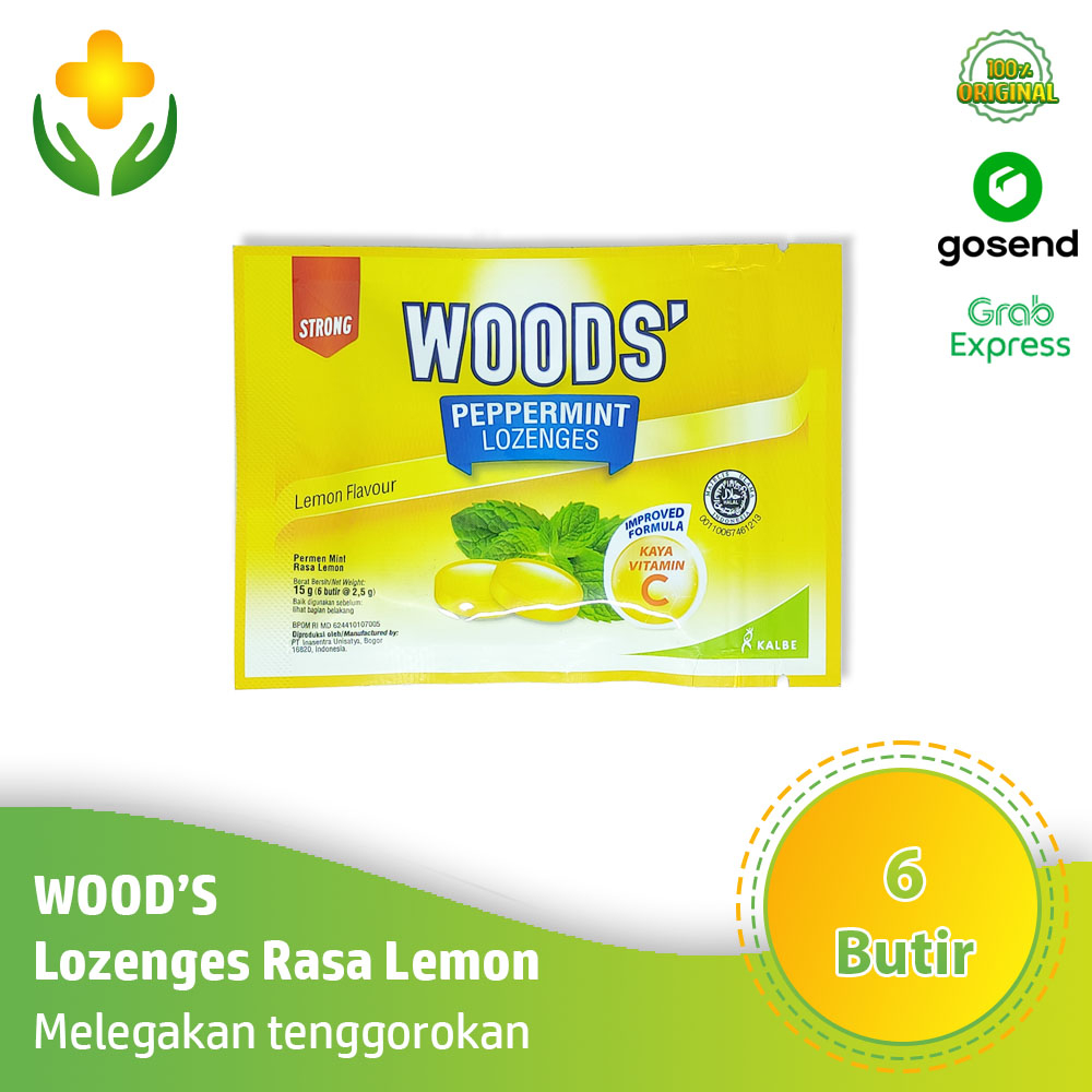 

Woods Lozenges Lemon + Vit. C 1 Sachet Permen Melegakan Tenggorokan Permen Woods Rasa Lemon