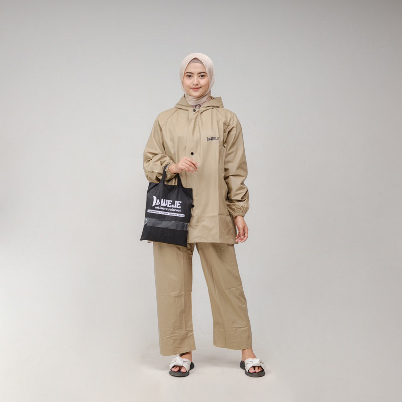 Jas Hujan Setelan Celana Bahan PVC Tebal 0,25 WEJE Original