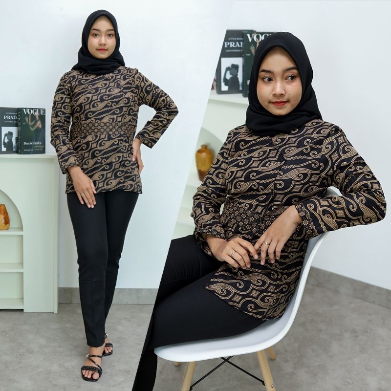 Blus Batik Sogan Lengan panjang - Naira batik