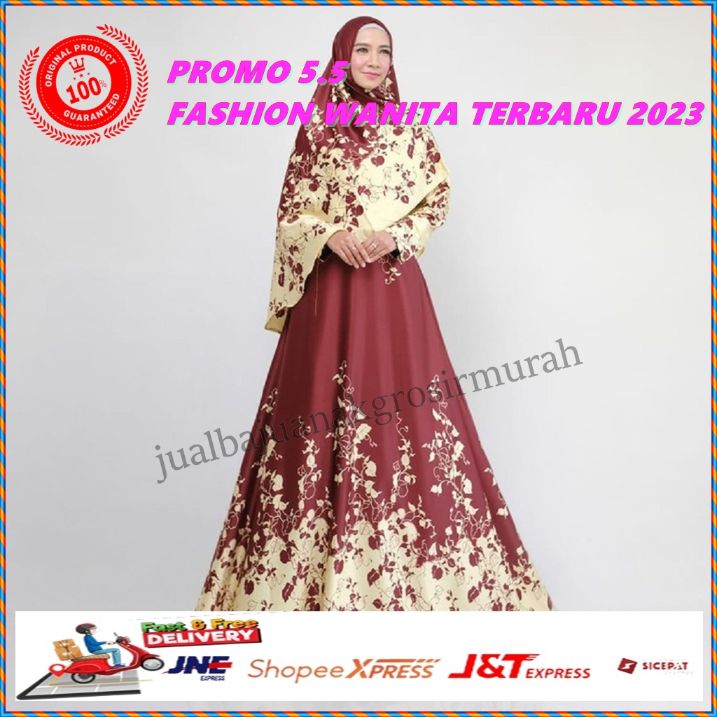 Gamis terbaru gamis wanita modern mewah gamis lebaran 2021 Gamis Maxy Brukat Hasanah Kalea Terlaris