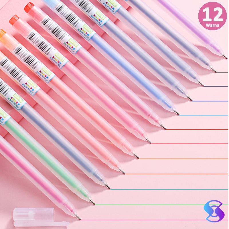 

3D Color Gel Pen Pulpen Gel 12 Warna Cerah Needle Tip 0.5mm Panjang Penulisan Hingga 400m