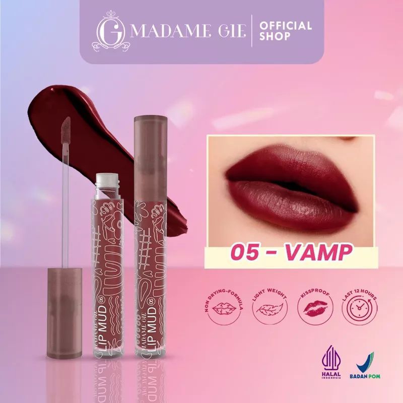 Madame Gie Lip Mud / Lipstick Velvet / Lip Cream Transferproof