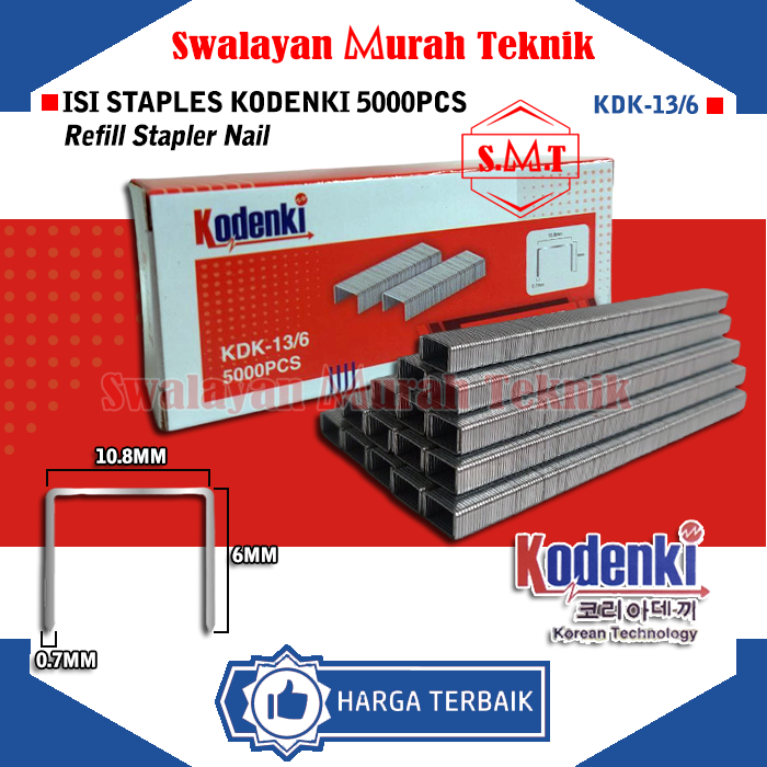 

KODENKI Isi Staples Angin 13/6 6MM Air Stapler Refill Paku Tembak R23
