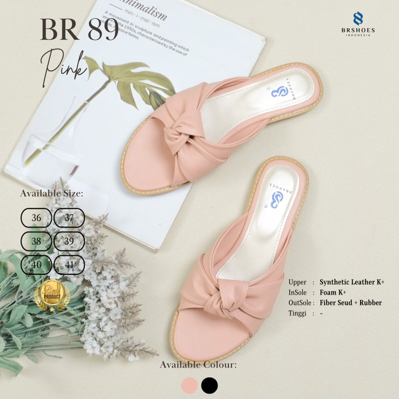 [SIAP KIRIM] BRShoes89 Pink Slip Sandal Flat Wanita