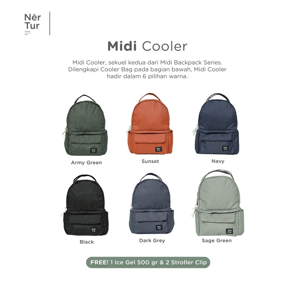 NERTUR Tas Perlengkapan Bayi Diaper &amp; Cooler Bag Midi Cooler