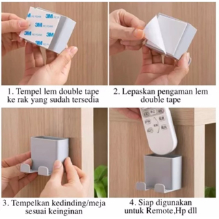 OUTRED (2 IN 1) Rak Handphone Dinding Tempel Kotak Tempat Penyimpanan Hp / Remote Gantungan Hook